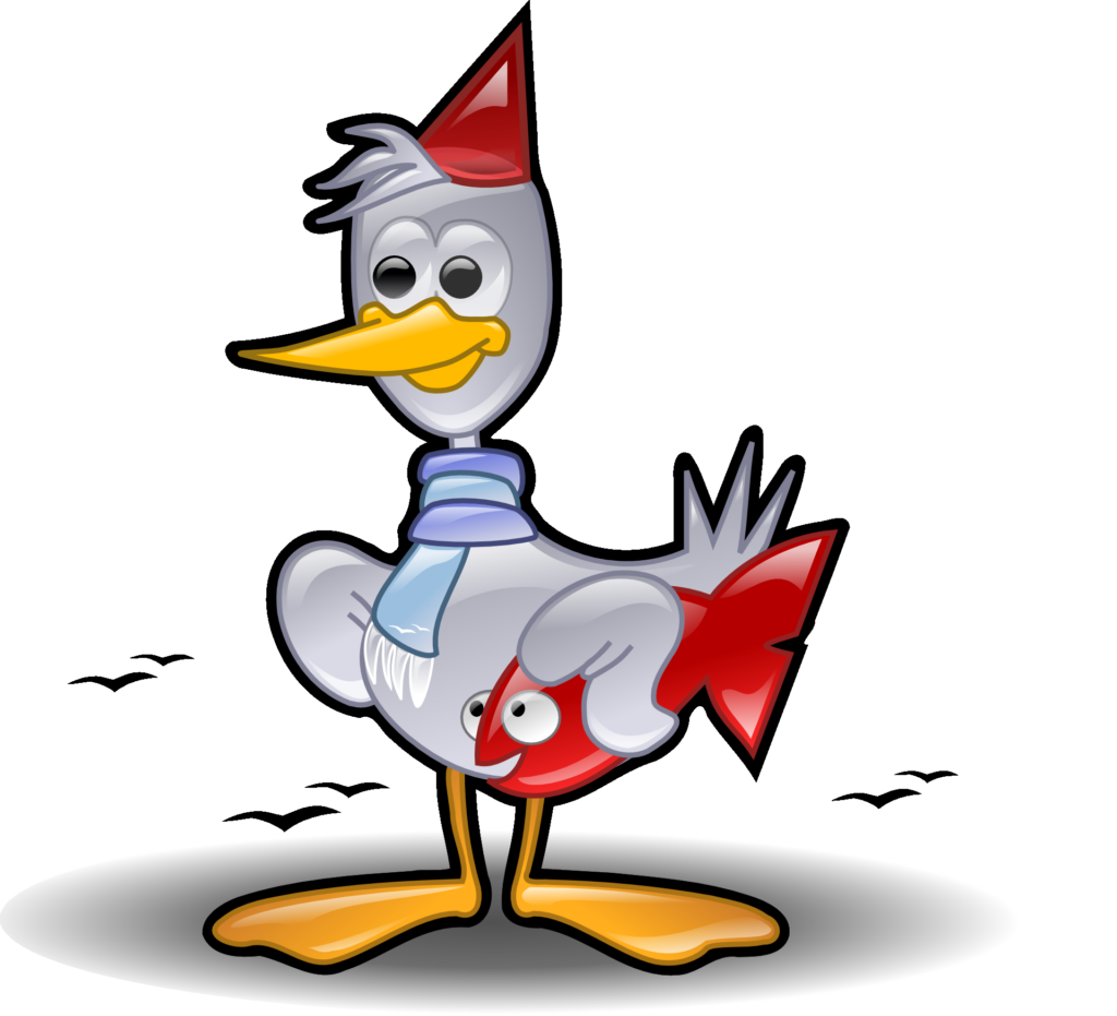 Möwe Felix ist ein Spaßvogel der Pommes mag und Fisch Möwe Felix ist ein Spaßvogel der Pommes mag und Fisch